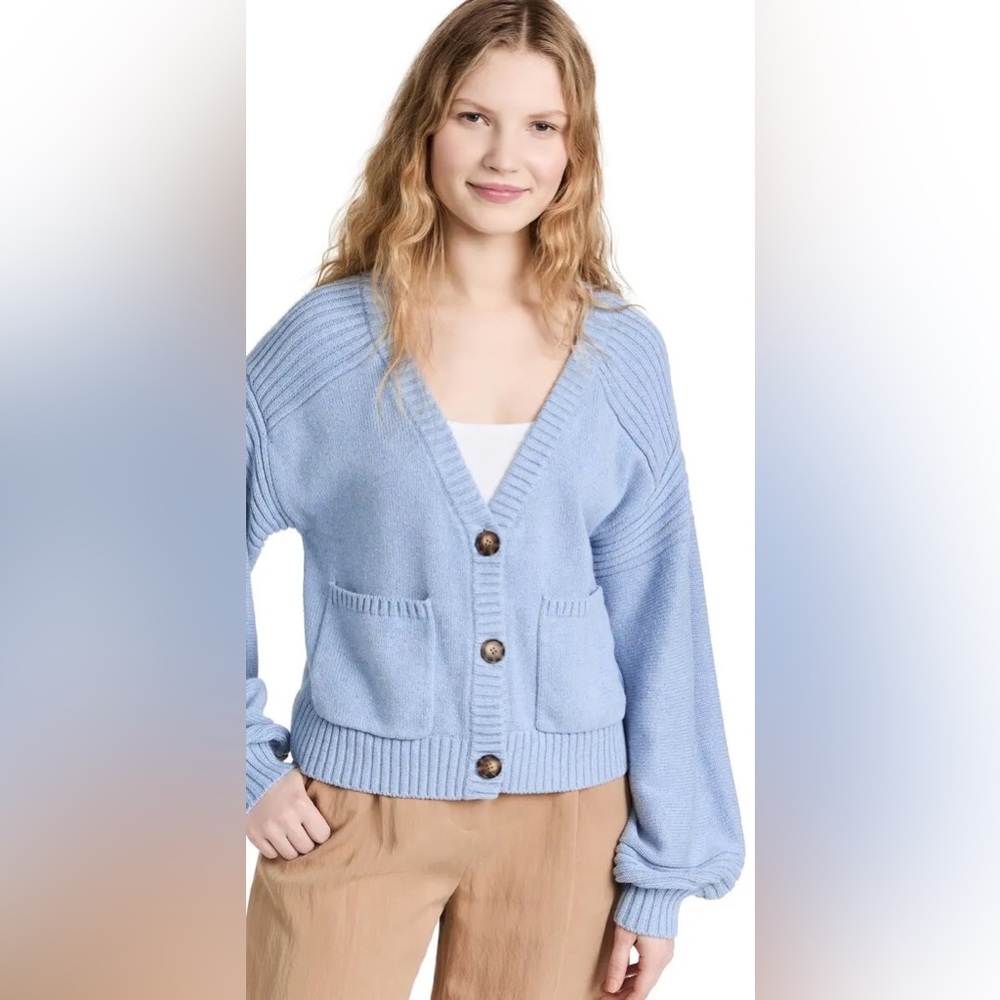 Naadam Dusty Blue Donegal Cardigan Sweater Size Small